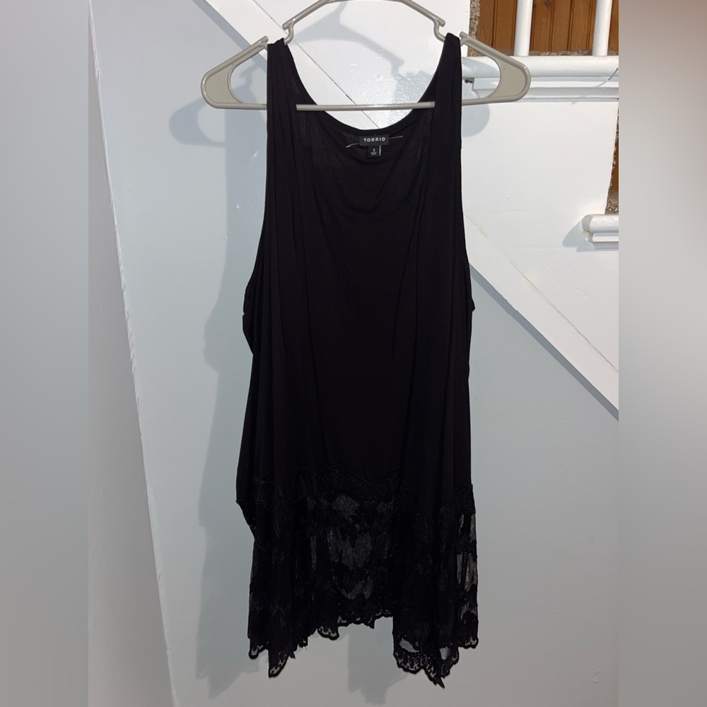 Torrid Black Lace Hem Long Top